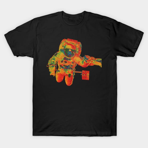NASA Astronaut in Orange, Yellow, Blue and Green Colors T-Shirt by The Black Panther